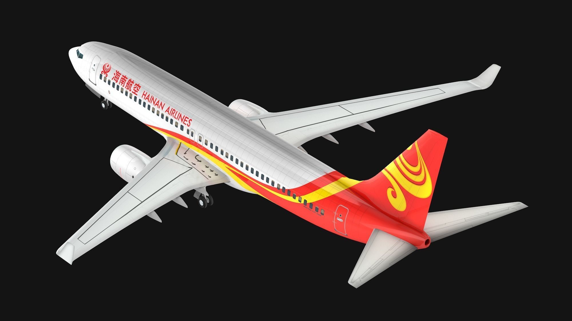 Boeing 737-800 Hainan Airlines Low-poly 3D model_7