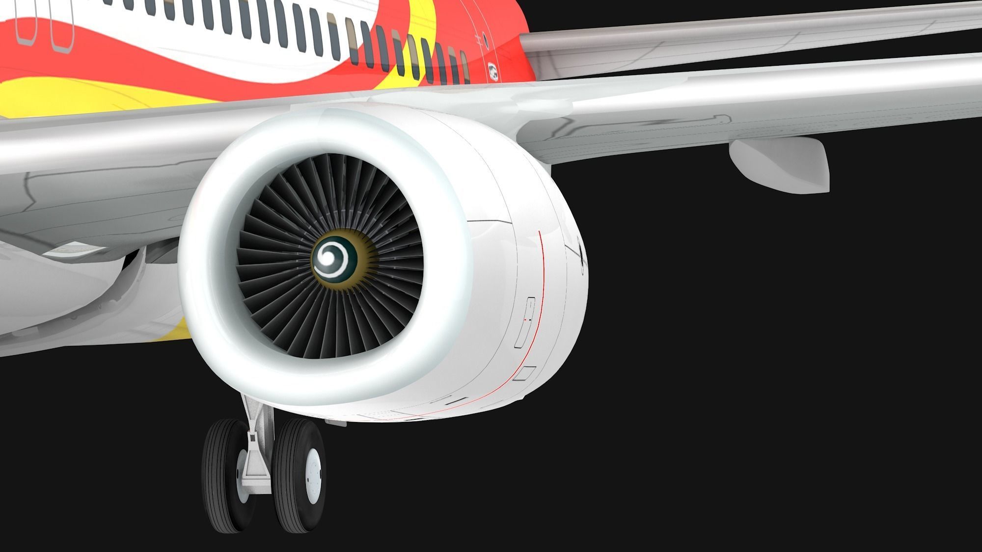 Boeing 737-800 Hainan Airlines Low-poly 3D model_5