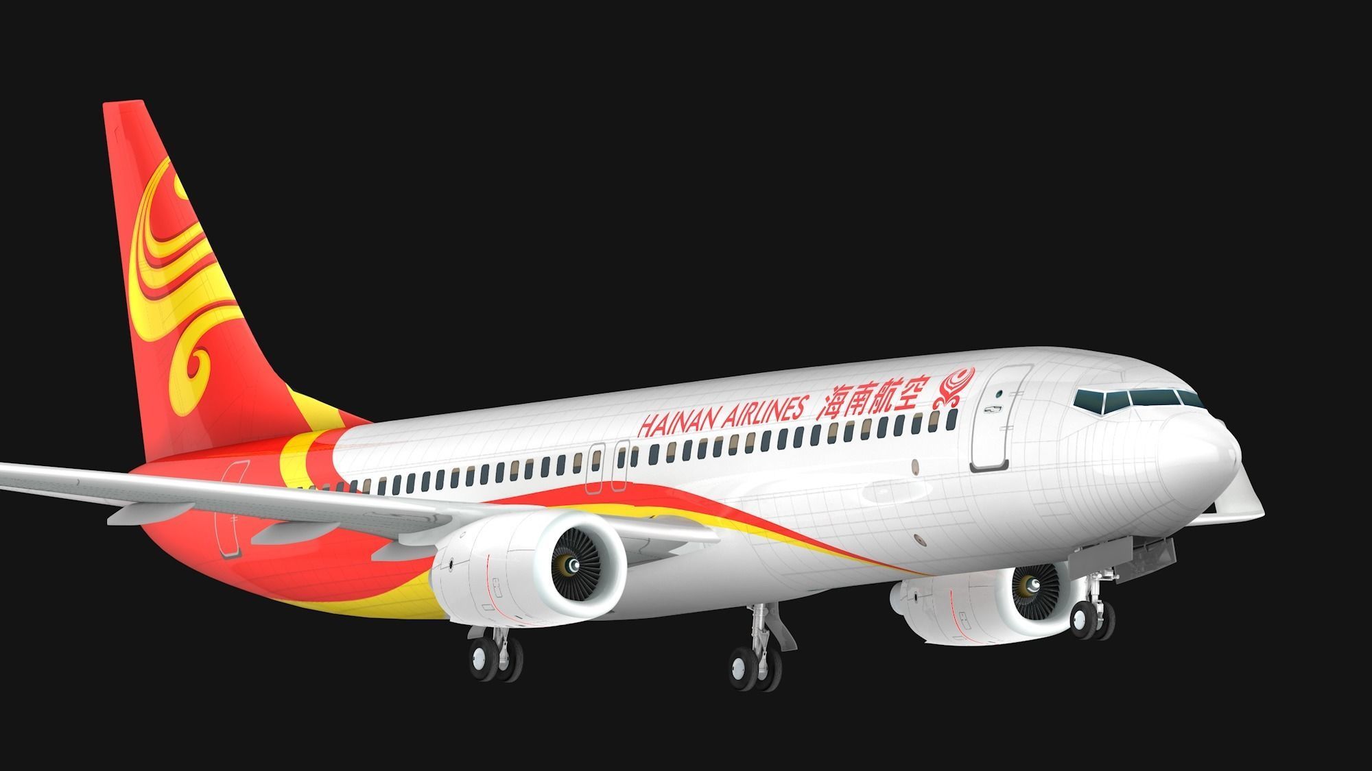 Boeing 737-800 Hainan Airlines Low-poly 3D model_1