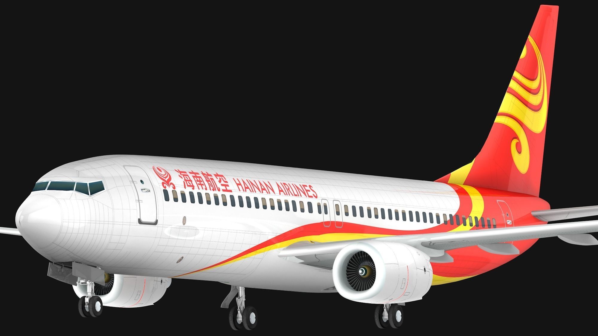 Boeing 737-800 Hainan Airlines Low-poly 3D model_4