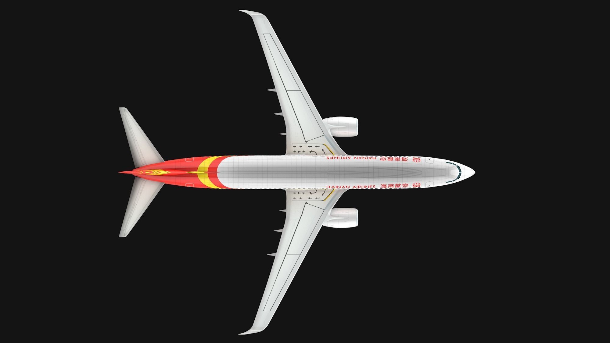 Boeing 737-800 Hainan Airlines Low-poly 3D model_10