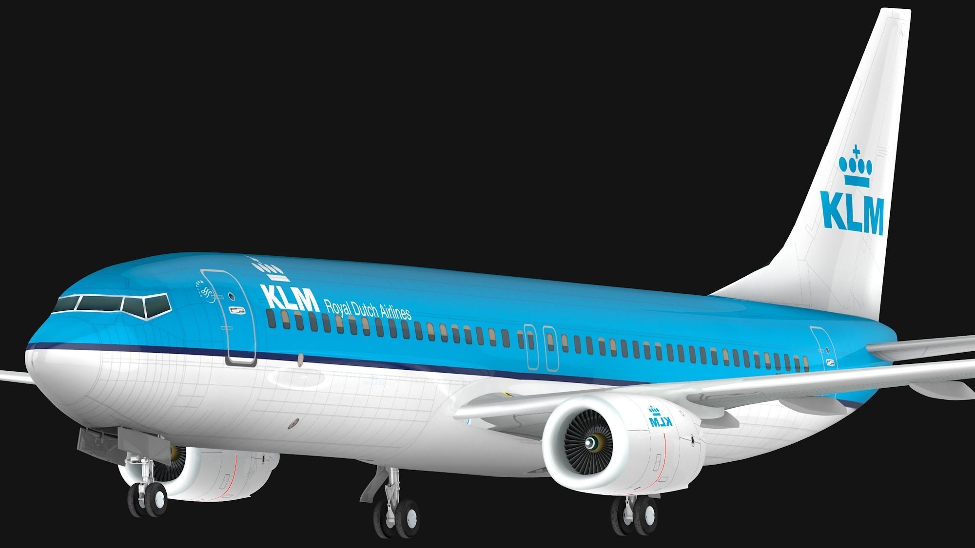 Boeing 737-800 KLM Low-poly 3D model_4