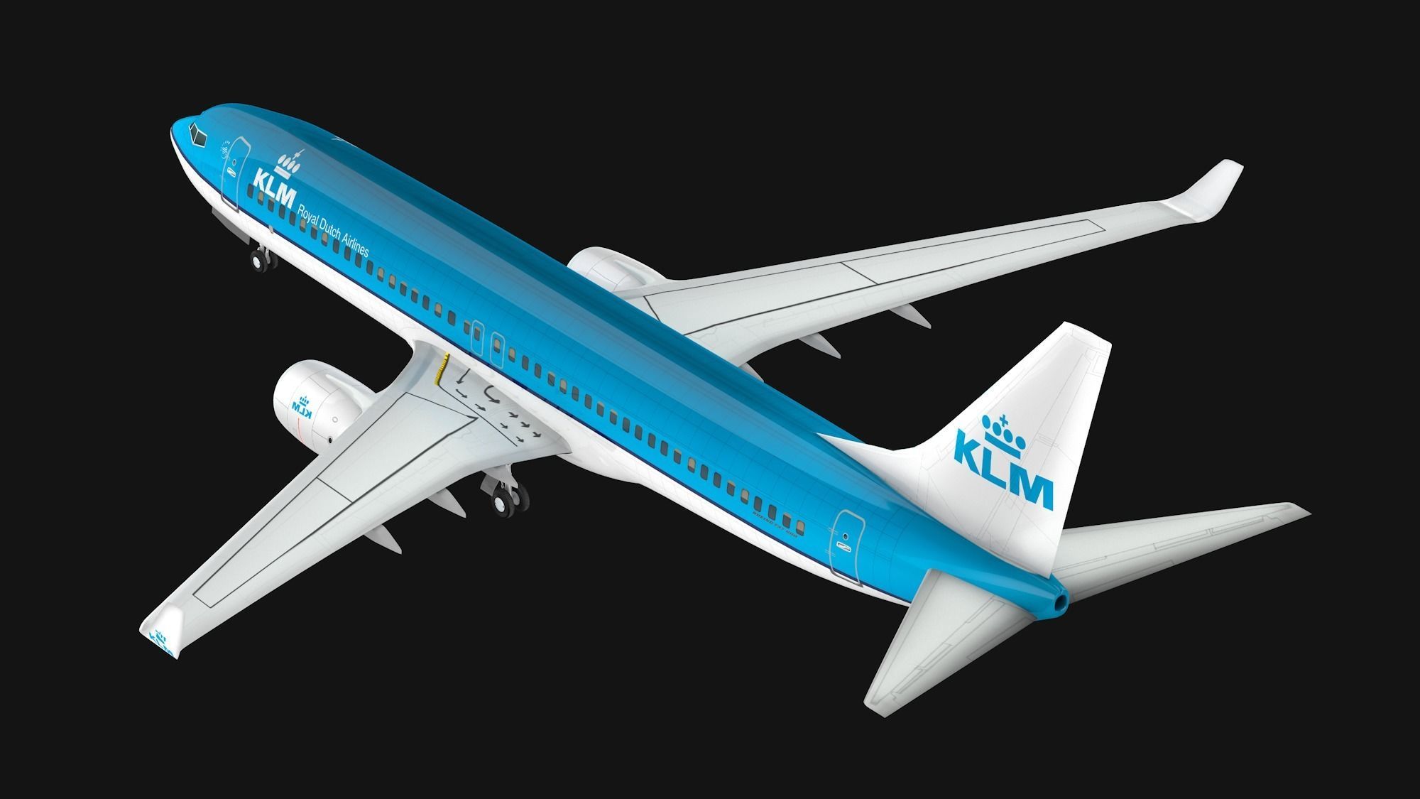 Boeing 737-800 KLM Low-poly 3D model_7