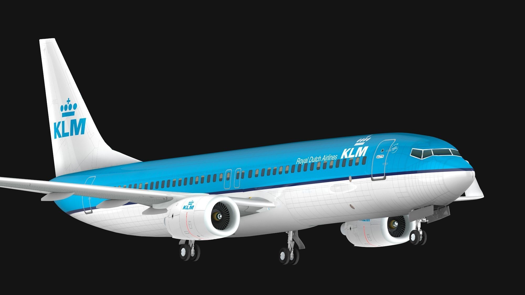 Boeing 737-800 KLM Low-poly 3D model_1