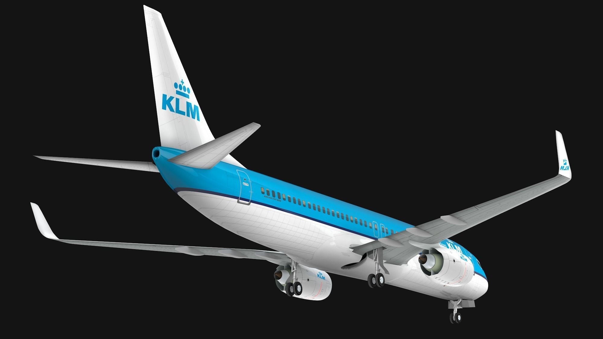Boeing 737-800 KLM Low-poly 3D model_9