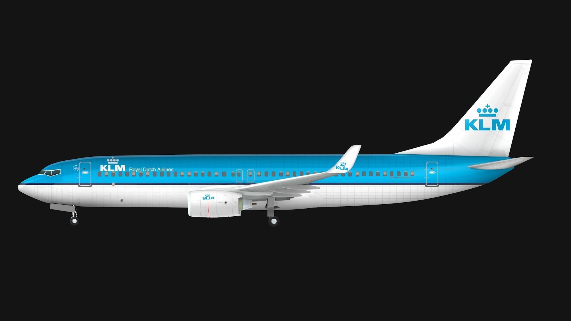 Boeing 737-800 KLM Low-poly 3D model_6