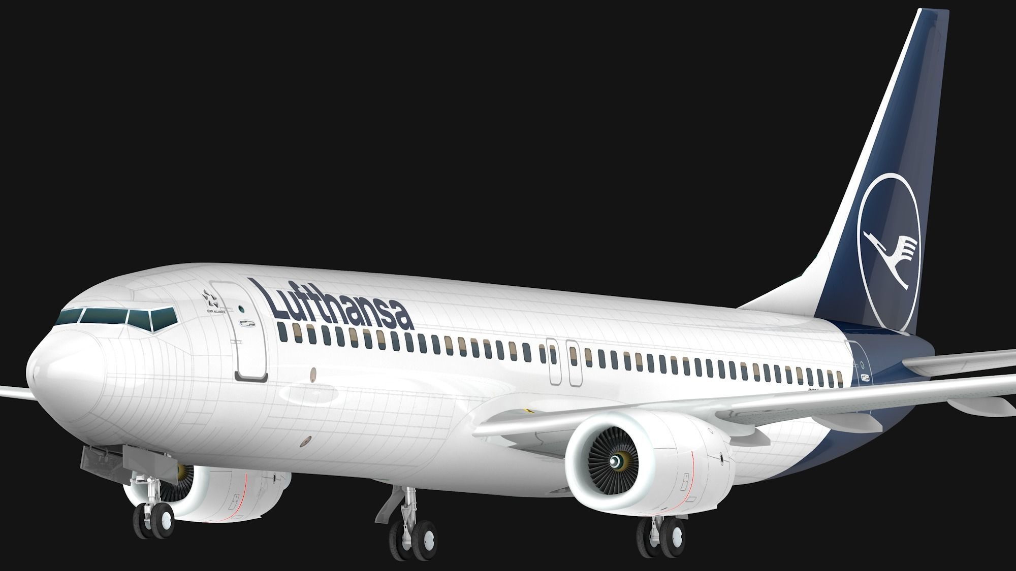 Boeing 737-800 Lufthansa Low-poly 3D model_4