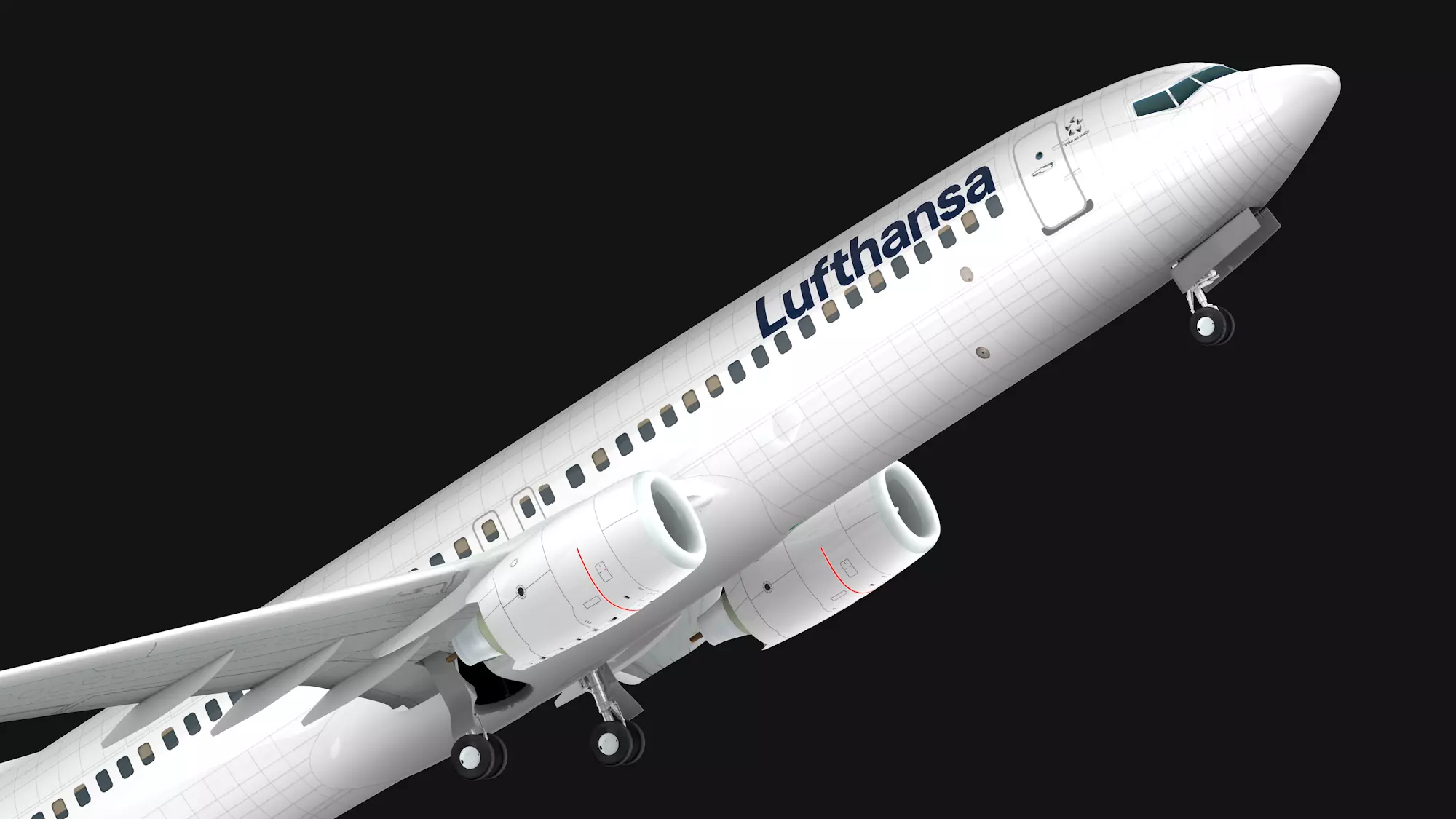 Boeing 737-800 Lufthansa Low-poly 3D model_0
