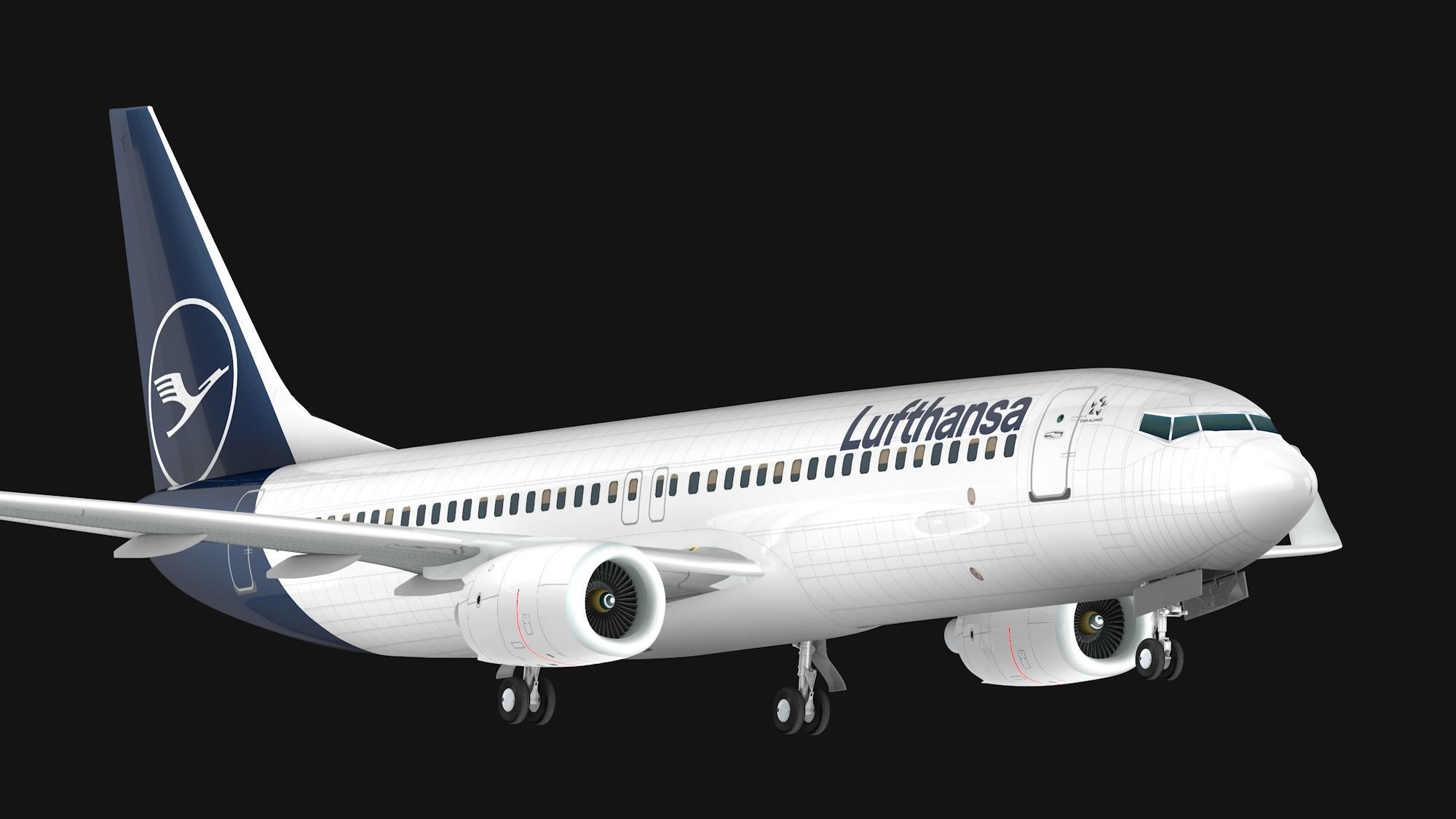 Boeing 737-800 Lufthansa Low-poly 3D model_1