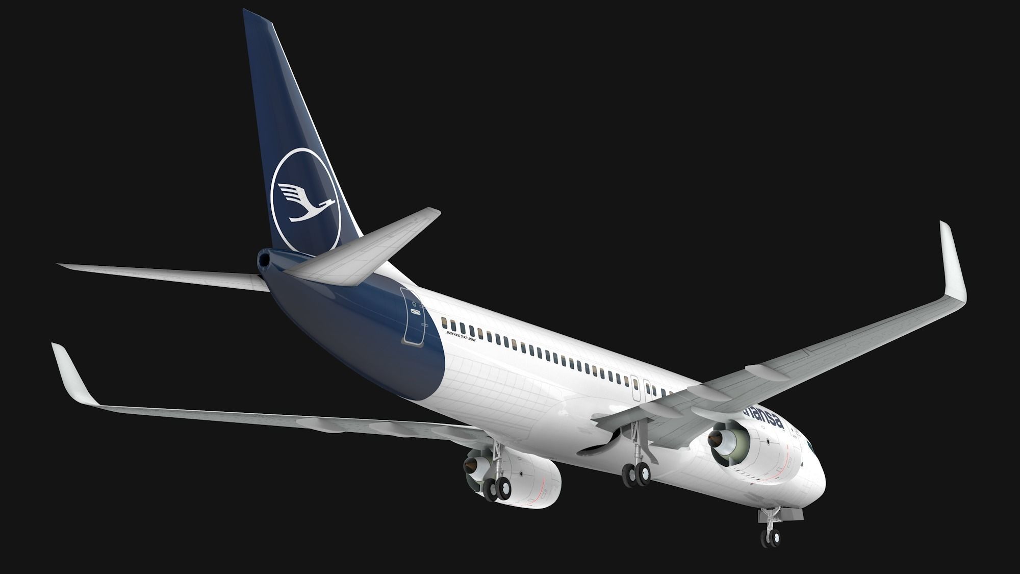 Boeing 737-800 Lufthansa Low-poly 3D model_9