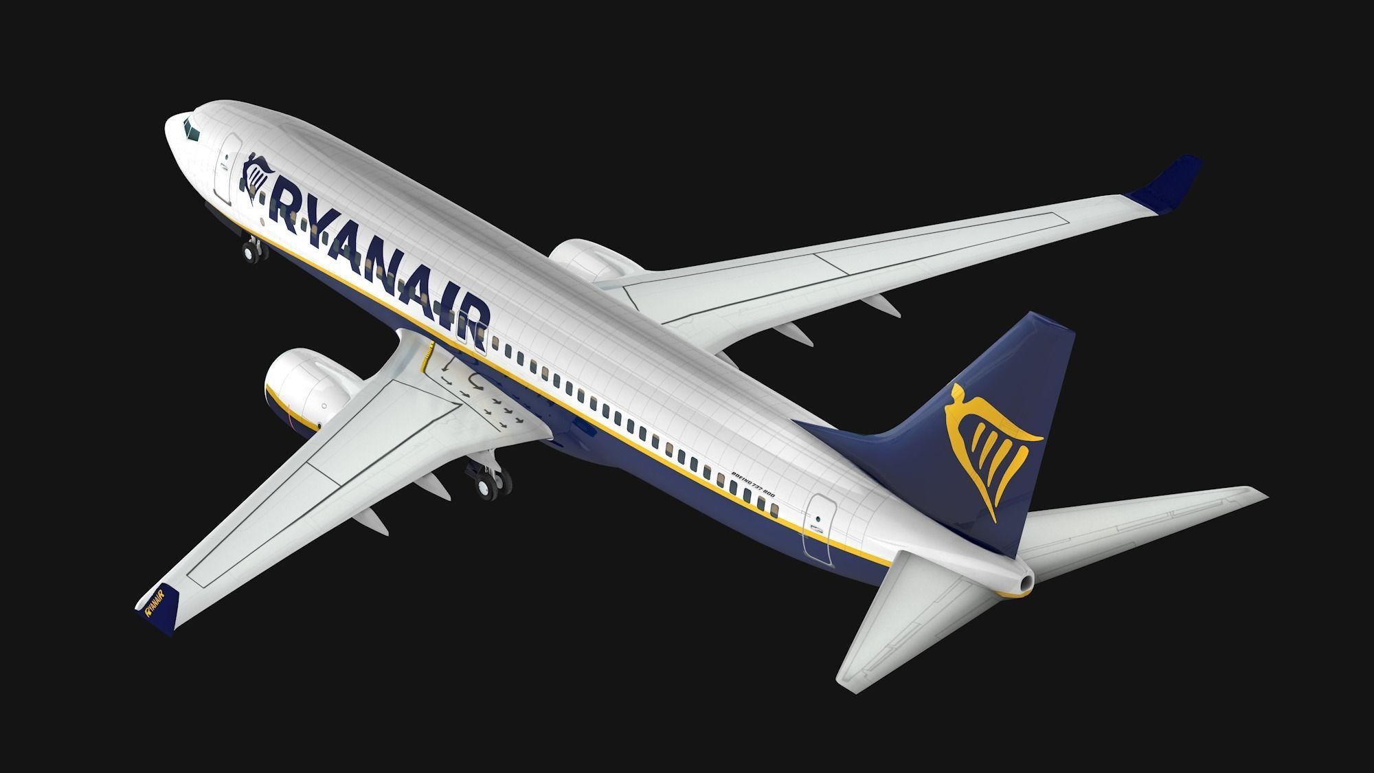 Boeing 737-800 Ryanair Low-poly 3D model_7