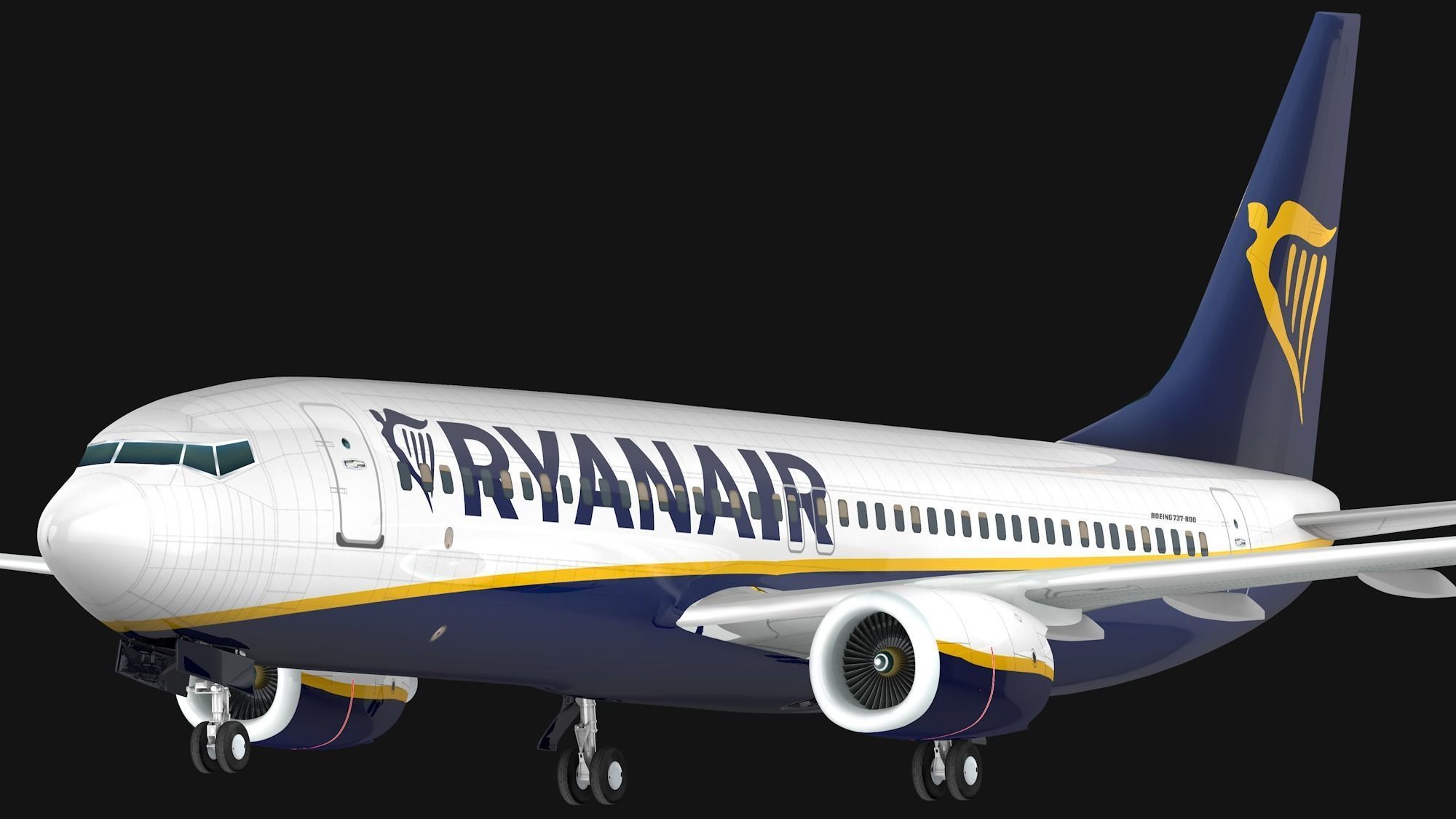 Boeing 737-800 Ryanair Low-poly 3D model_4