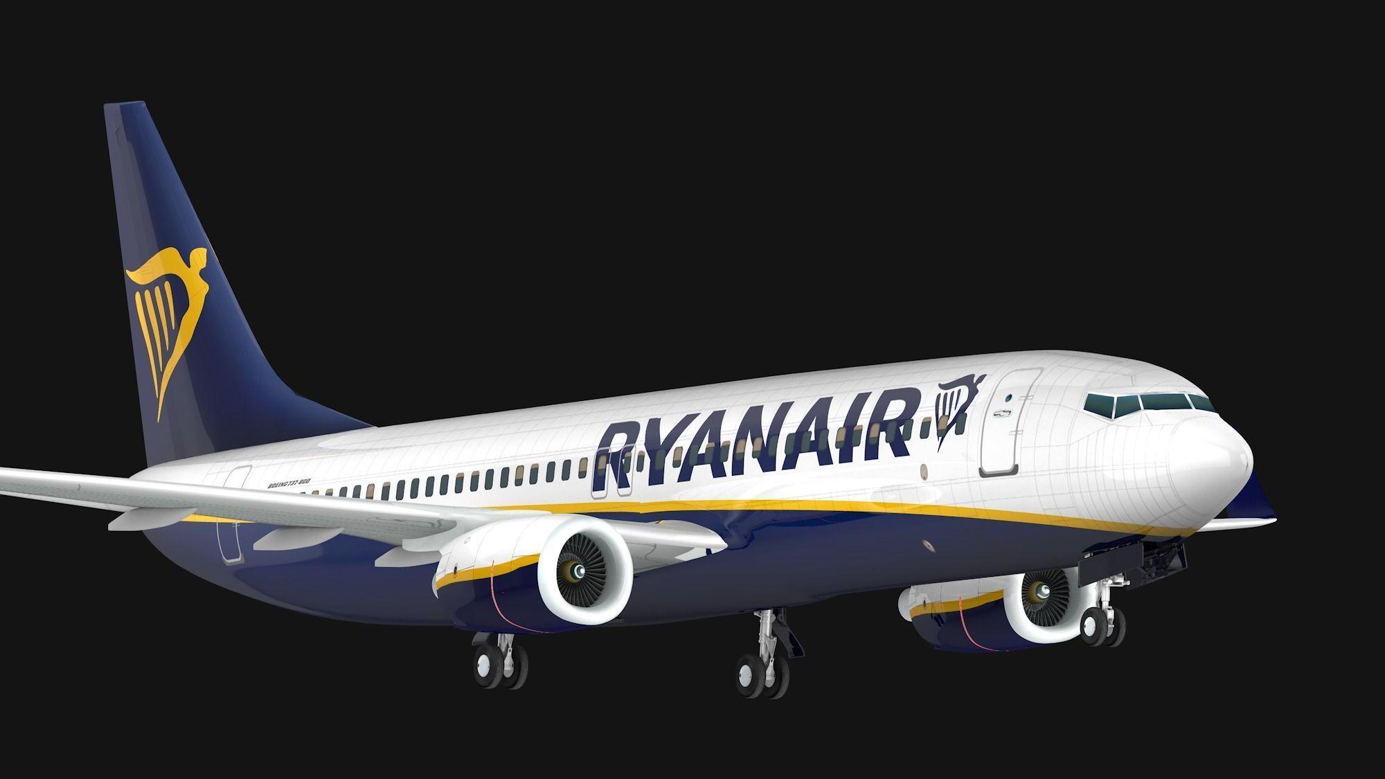 Boeing 737-800 Ryanair Low-poly 3D model_1