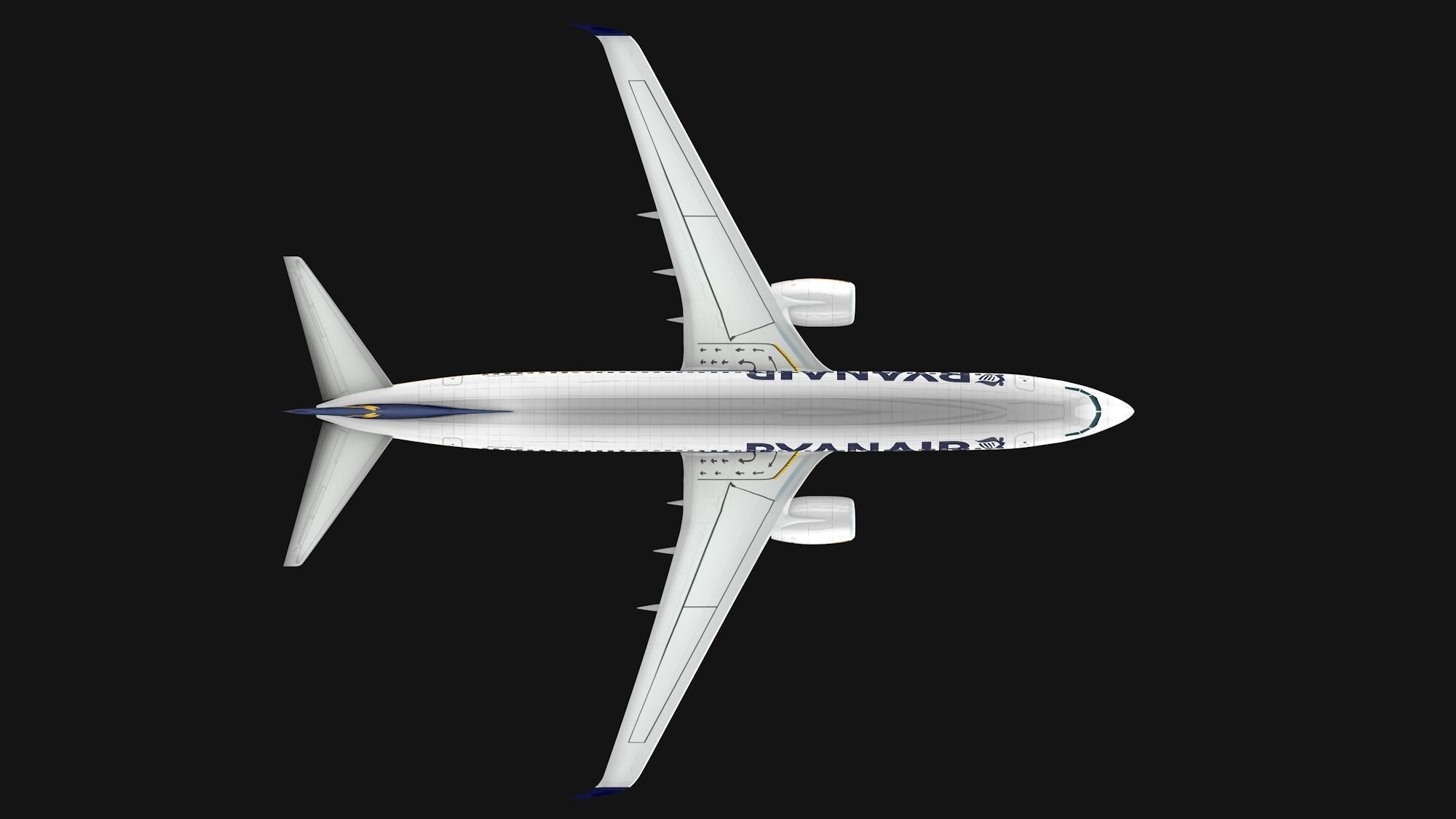 Boeing 737-800 Ryanair Low-poly 3D model_8