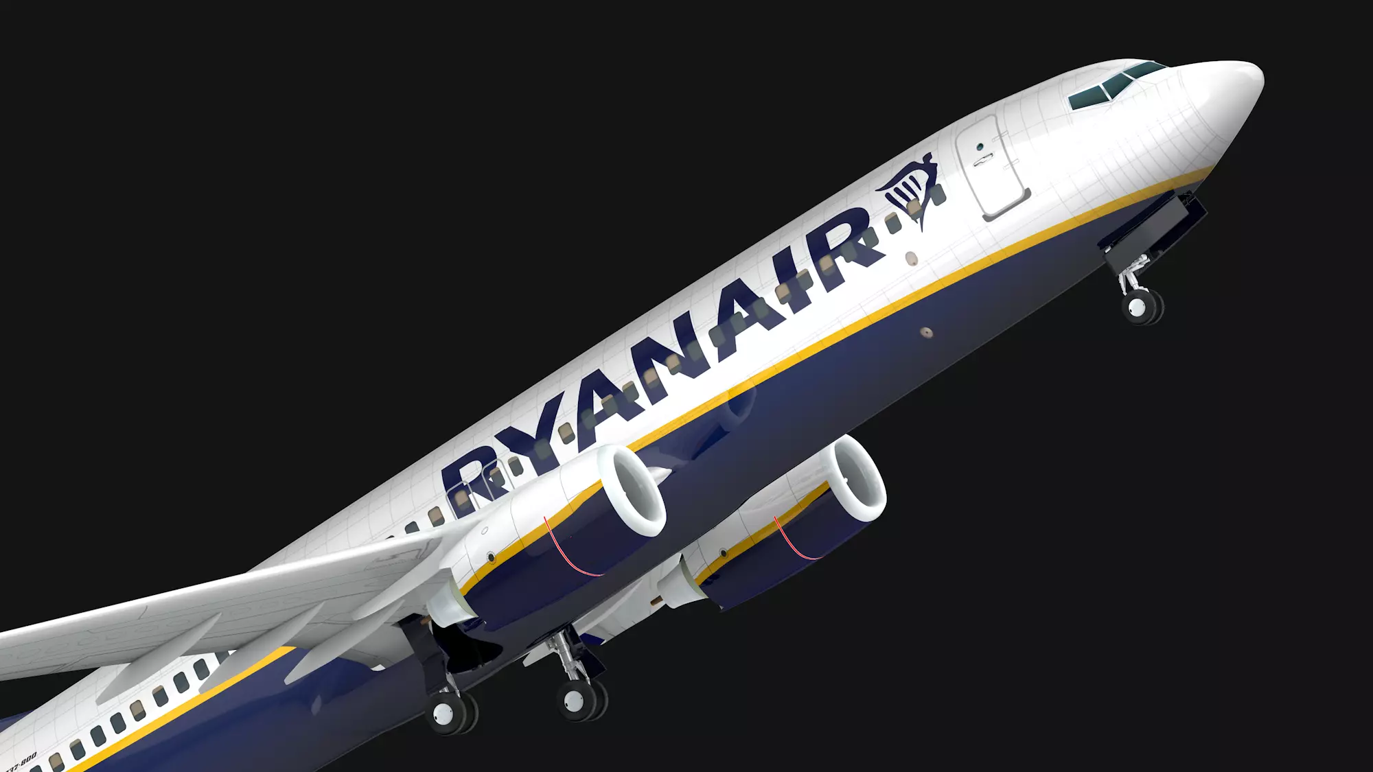 Boeing 737-800 Ryanair Low-poly 3D model_0