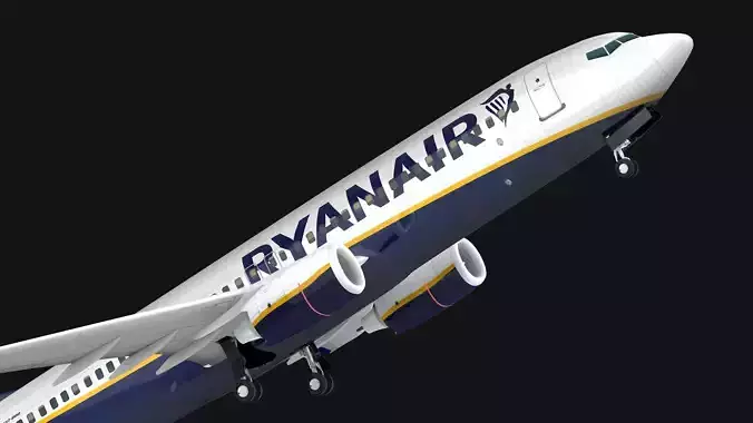 Boeing 737-800 Ryanair Low-poly 3D model