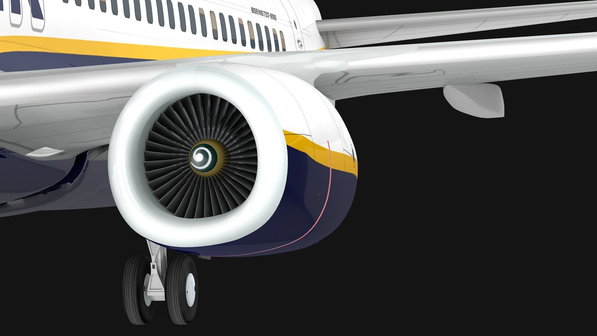 Boeing 737-800 Ryanair Low-poly 3D model_5