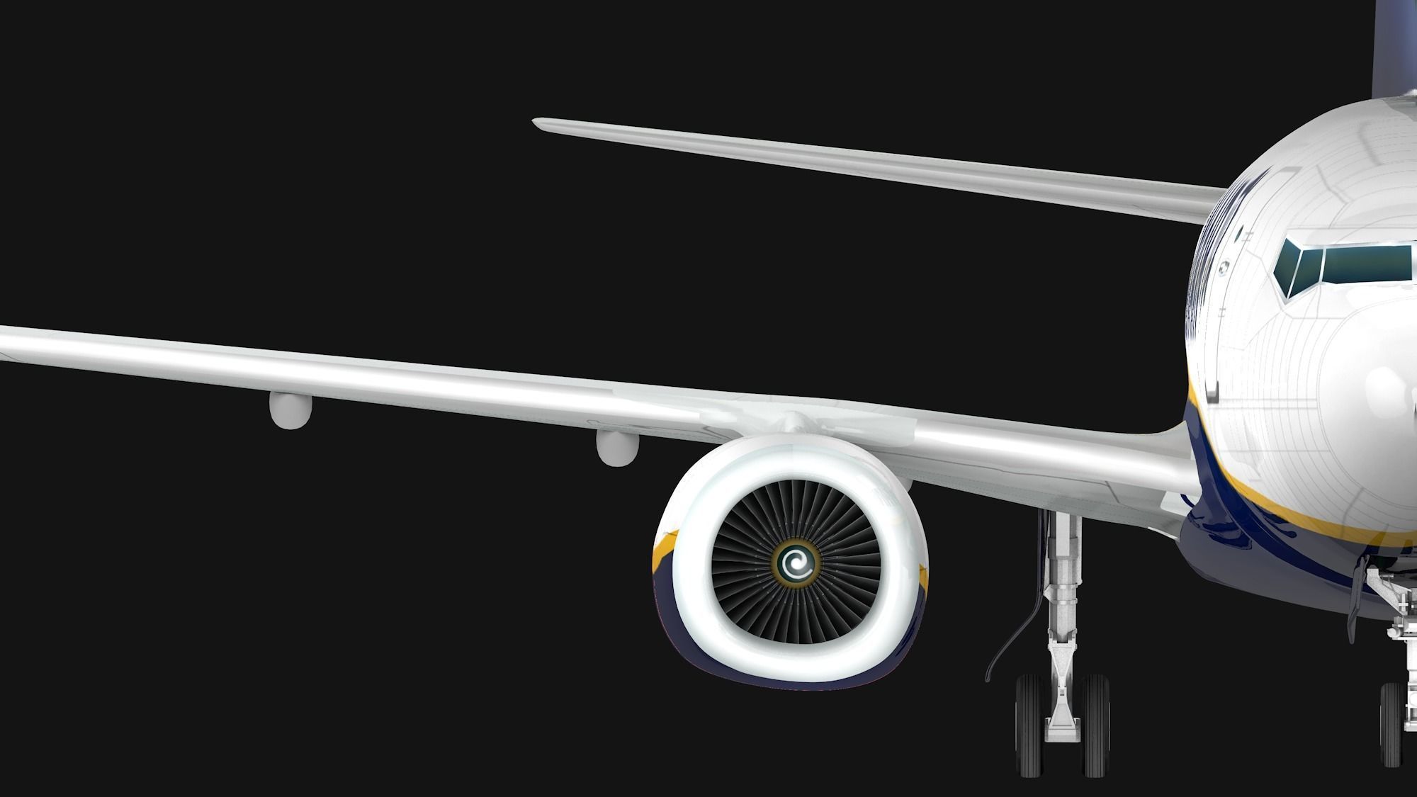 Boeing 737-800 Ryanair Low-poly 3D model_2