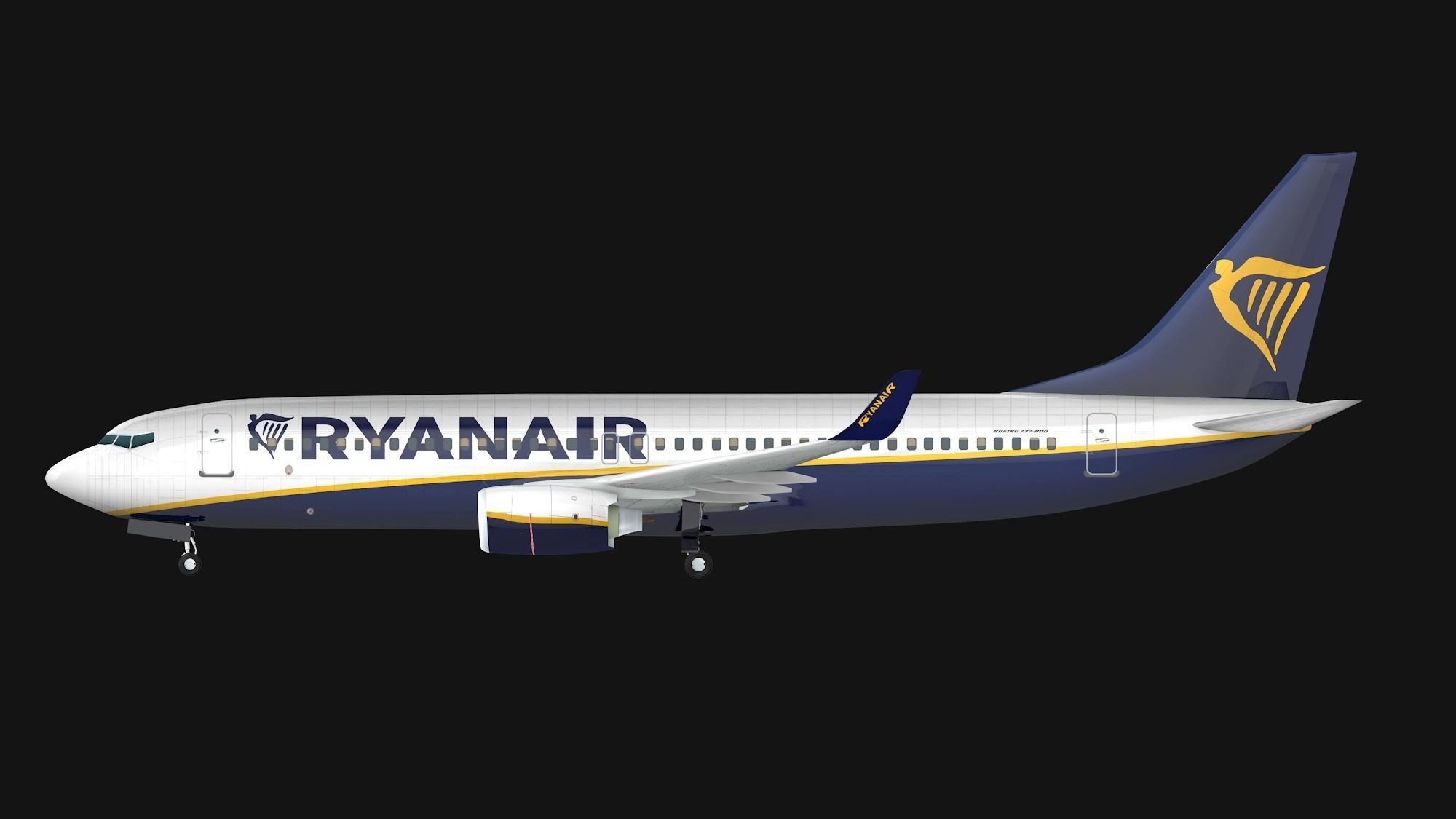Boeing 737-800 Ryanair Low-poly 3D model_6