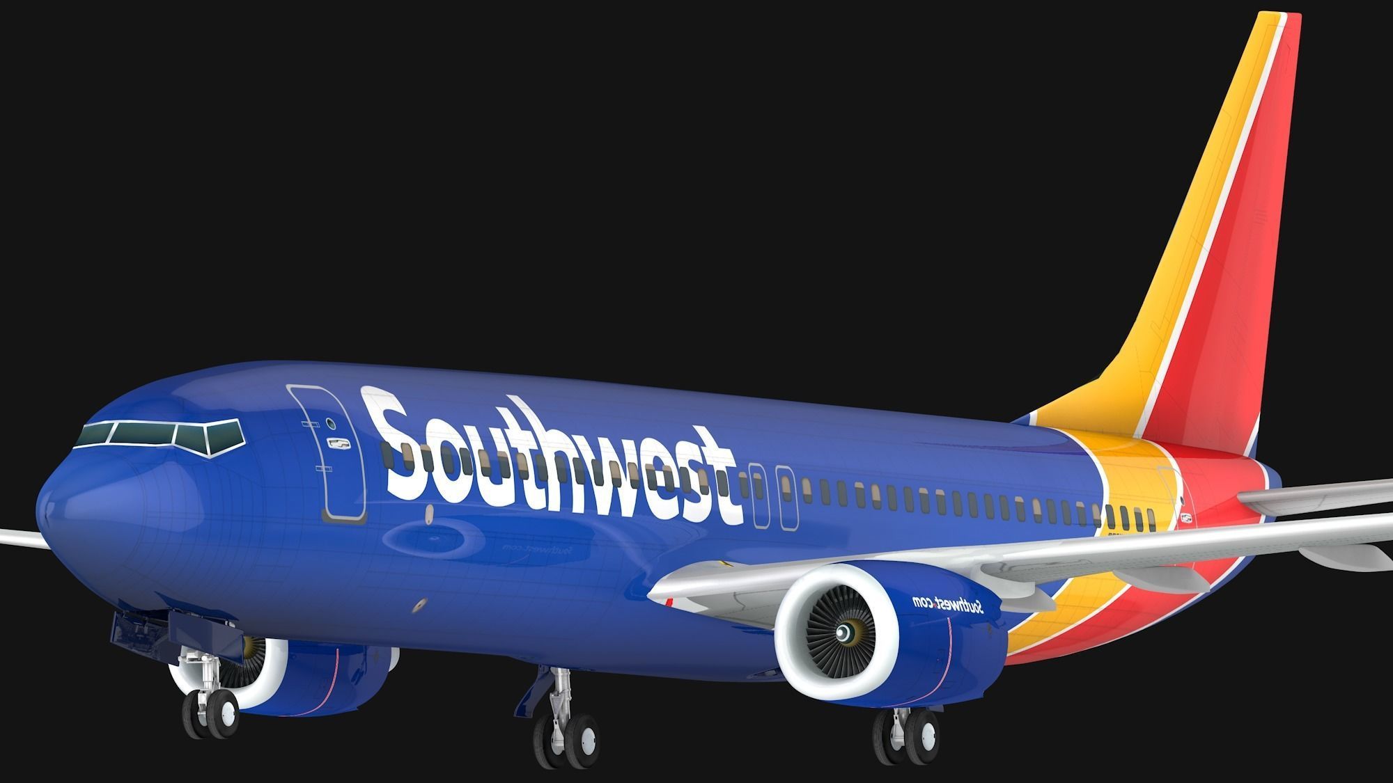 Boeing 737-800 Southwest Airlines Low-poly 3D model_4