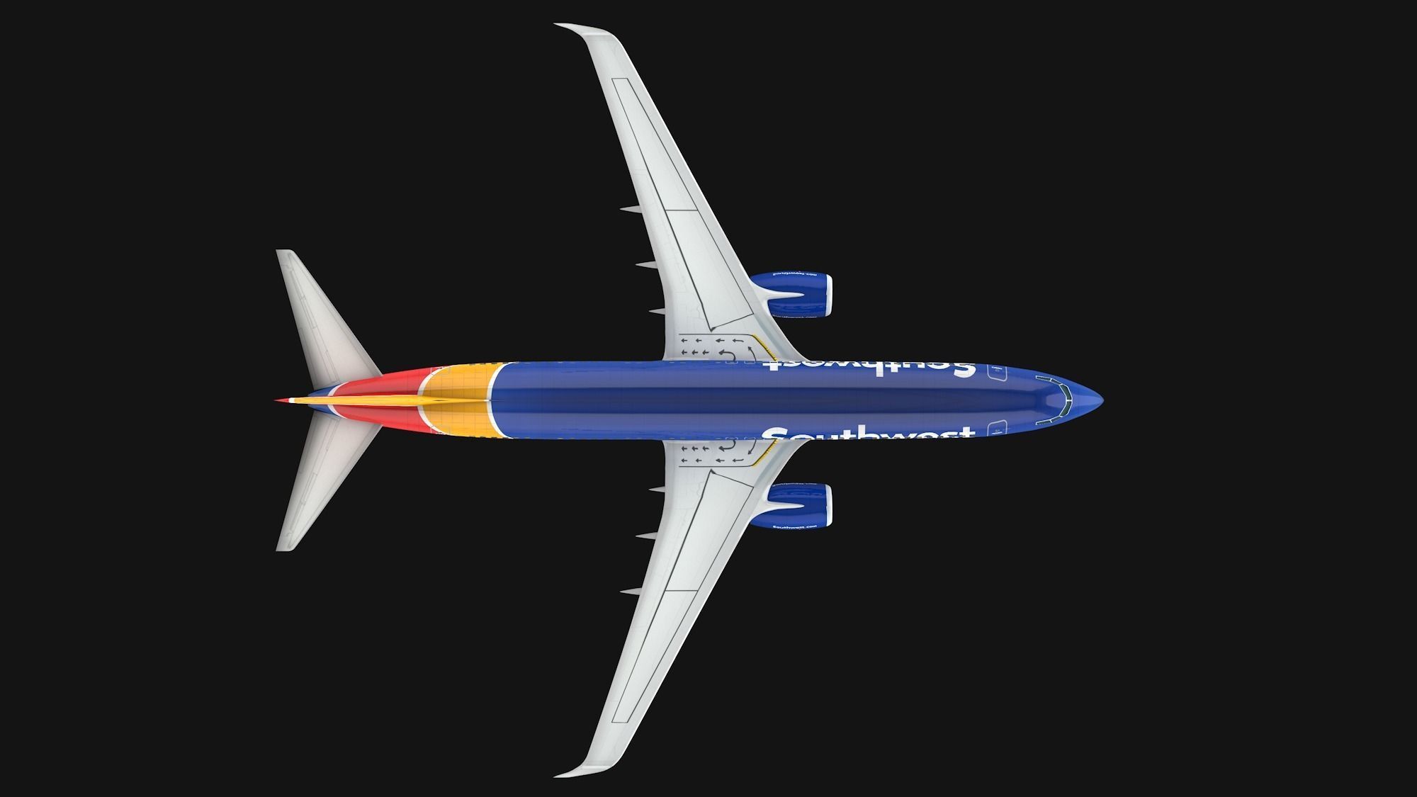 Boeing 737-800 Southwest Airlines Low-poly 3D model_10