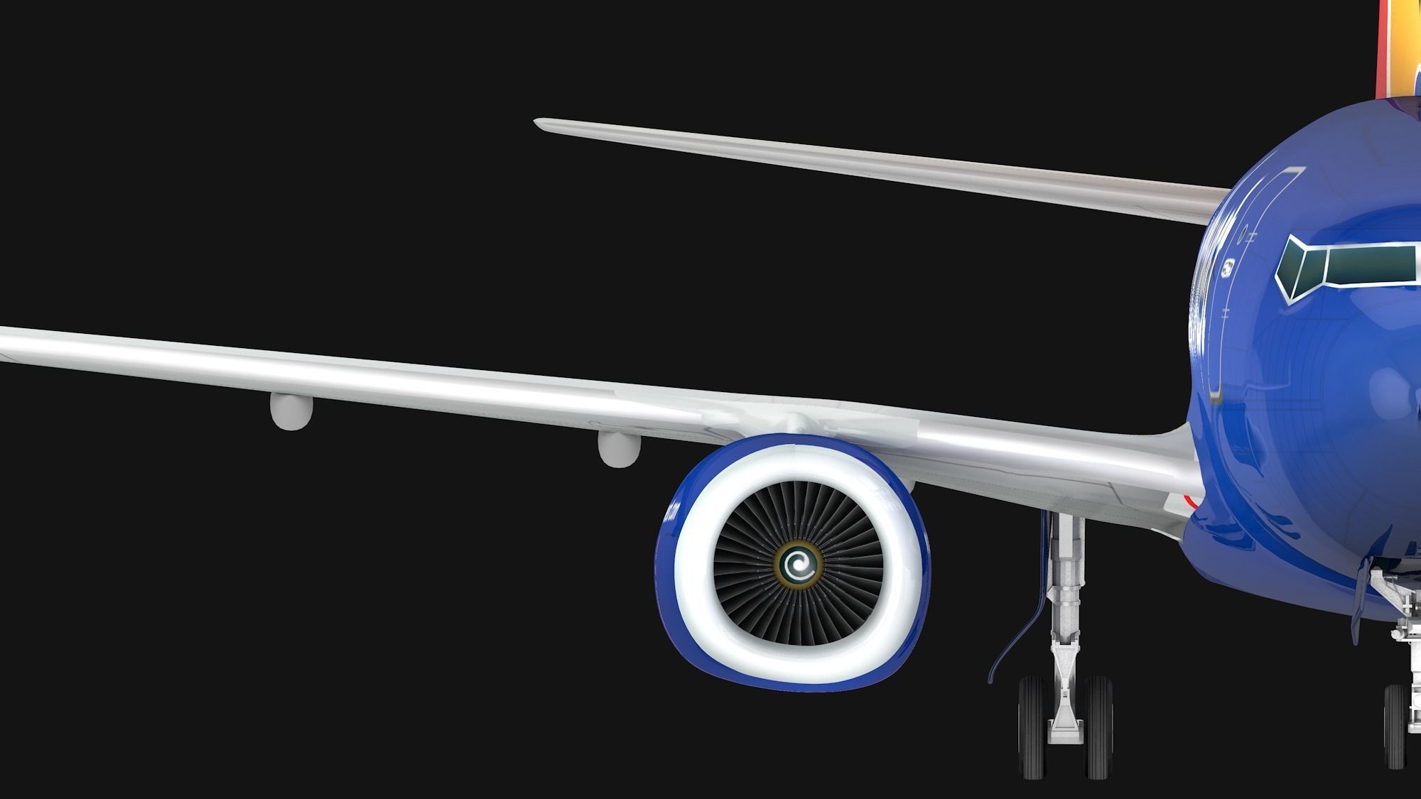 Boeing 737-800 Southwest Airlines Low-poly 3D model_2