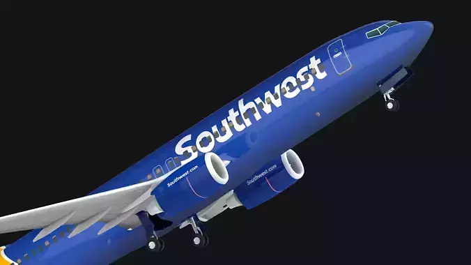 Boeing 737-800 Southwest Airlines Low-poly 3D model