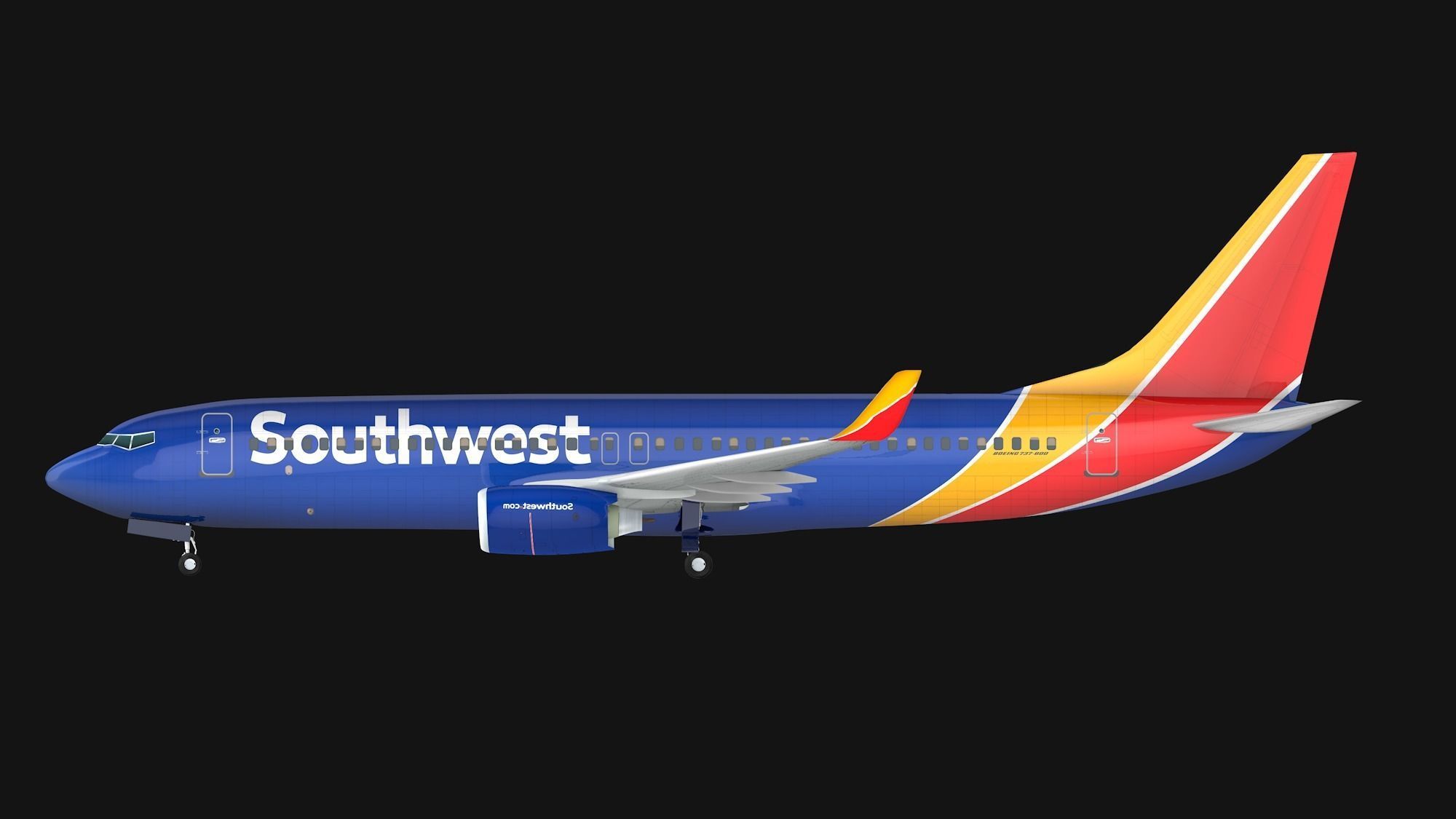 Boeing 737-800 Southwest Airlines Low-poly 3D model_6