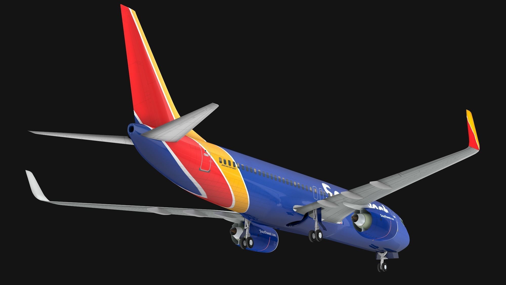 Boeing 737-800 Southwest Airlines Low-poly 3D model_9