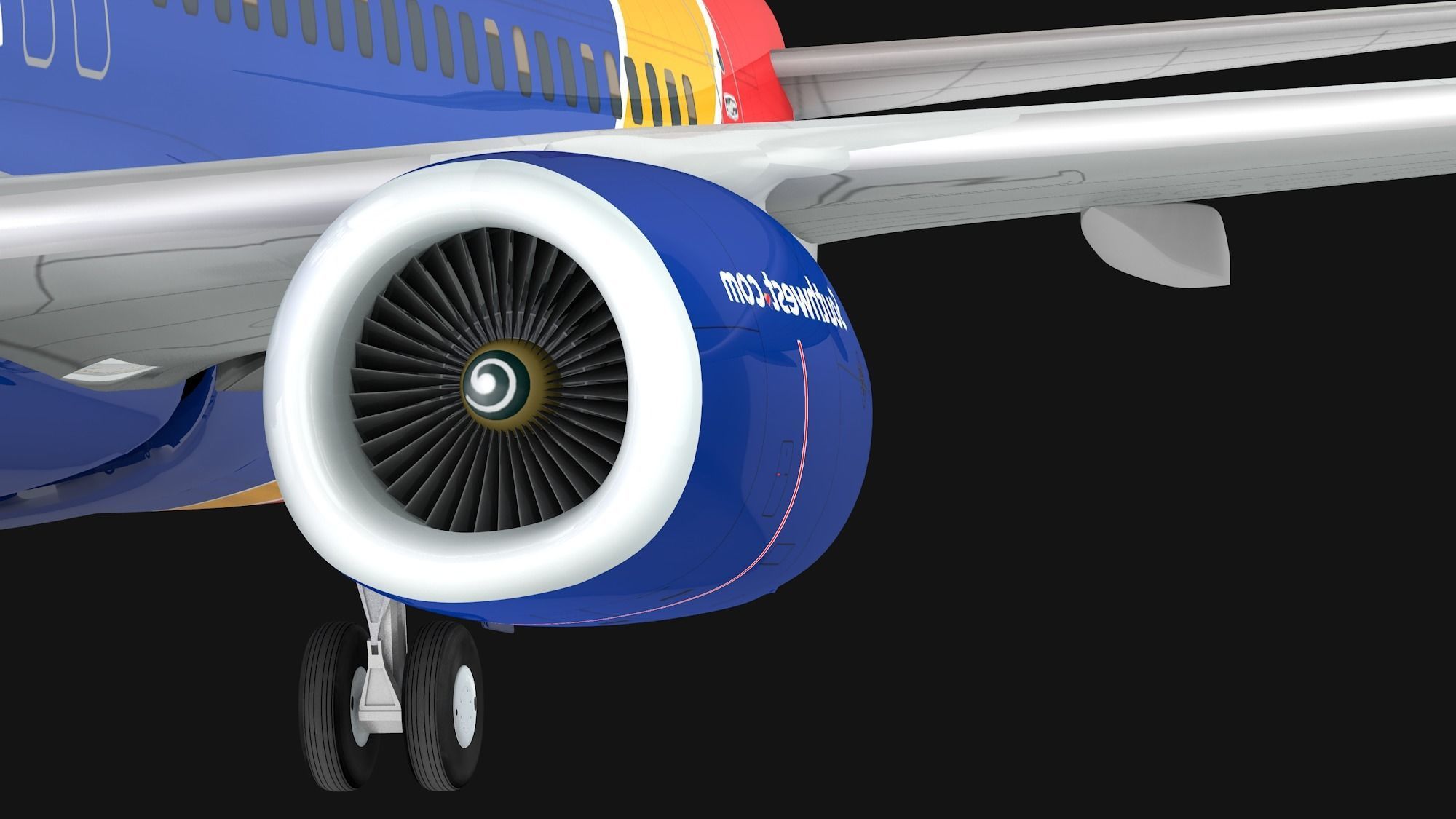 Boeing 737-800 Southwest Airlines Low-poly 3D model_5