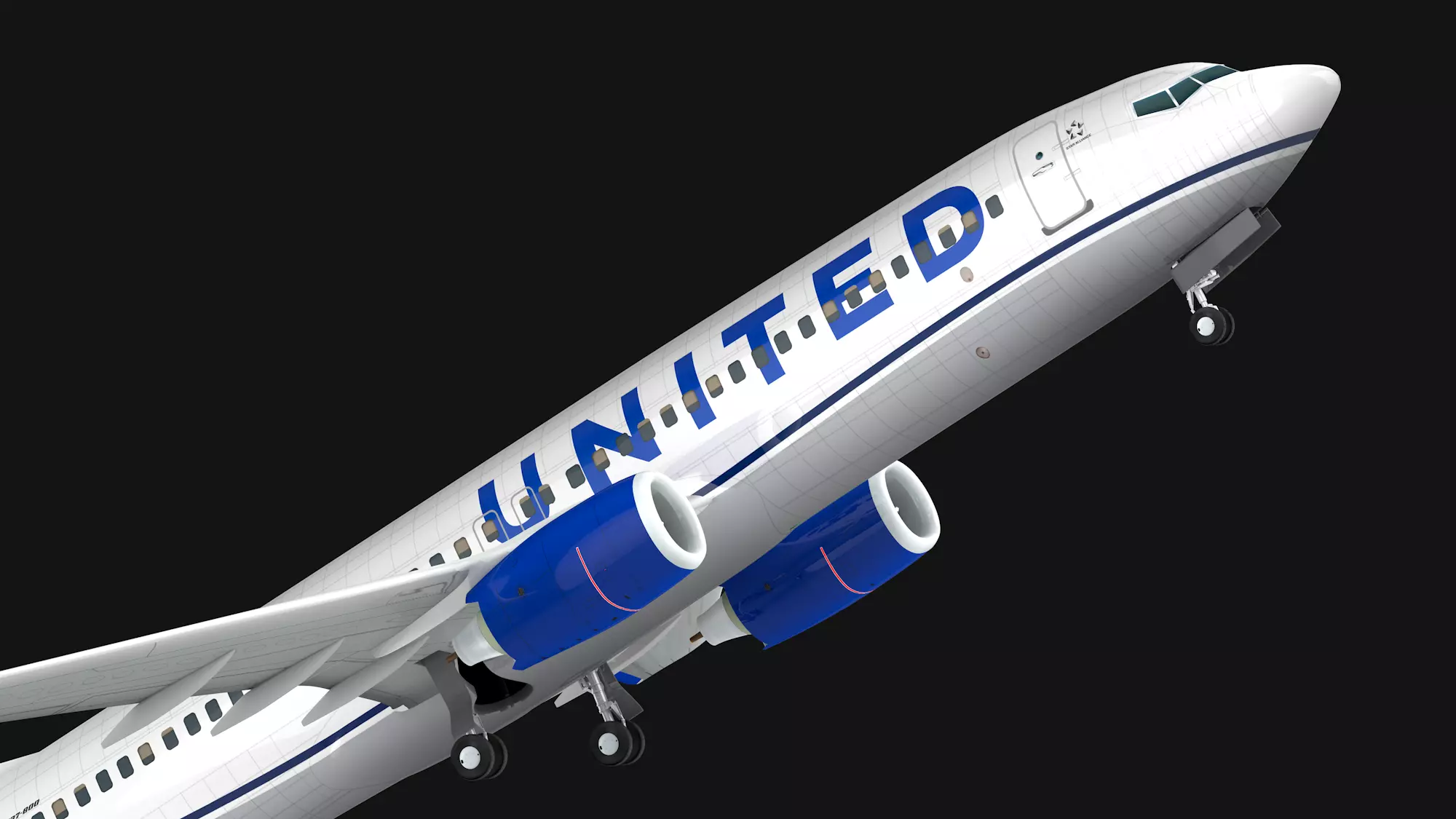 Boeing 737-800 United Airlines Low-poly 3D model