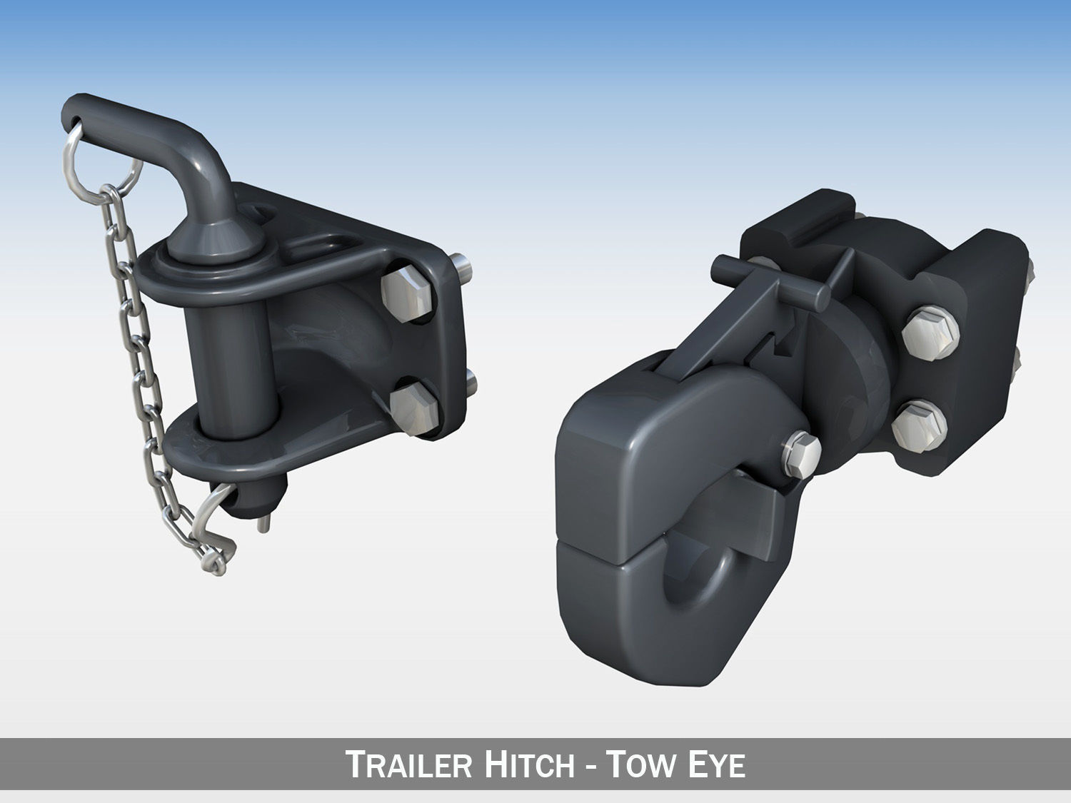 Trailer hitch Tow eye 3D Model .obj .3ds .c4d .lwo .lw .lws