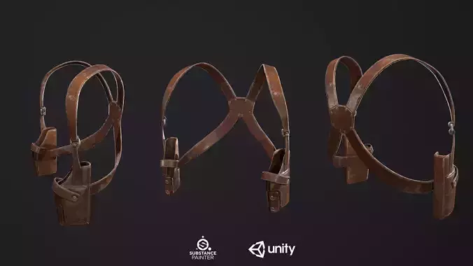 Leather Shoulder Holster PBR Free low-poly 3D model