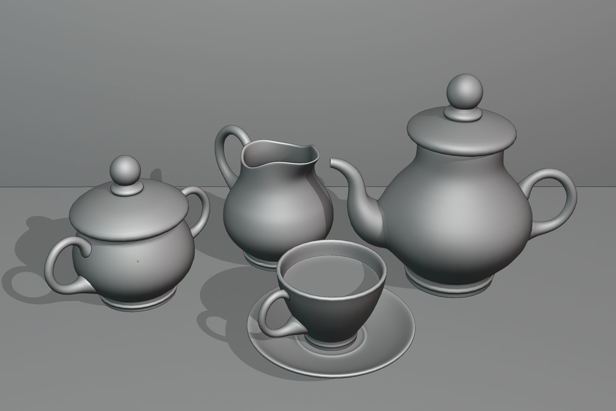 Glass tea set with flowers 3D model_4