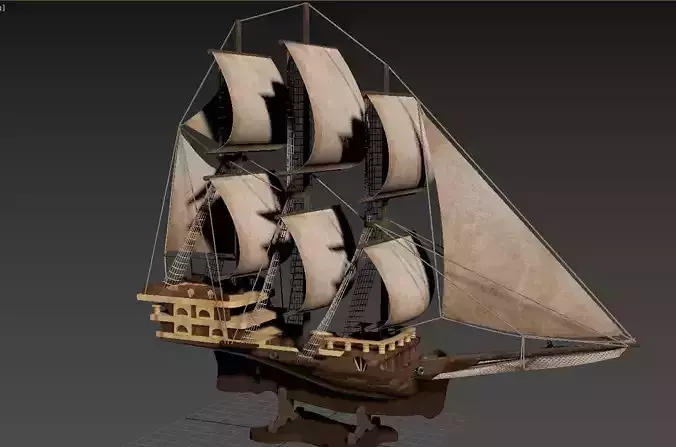 ship and table  Free 3D model