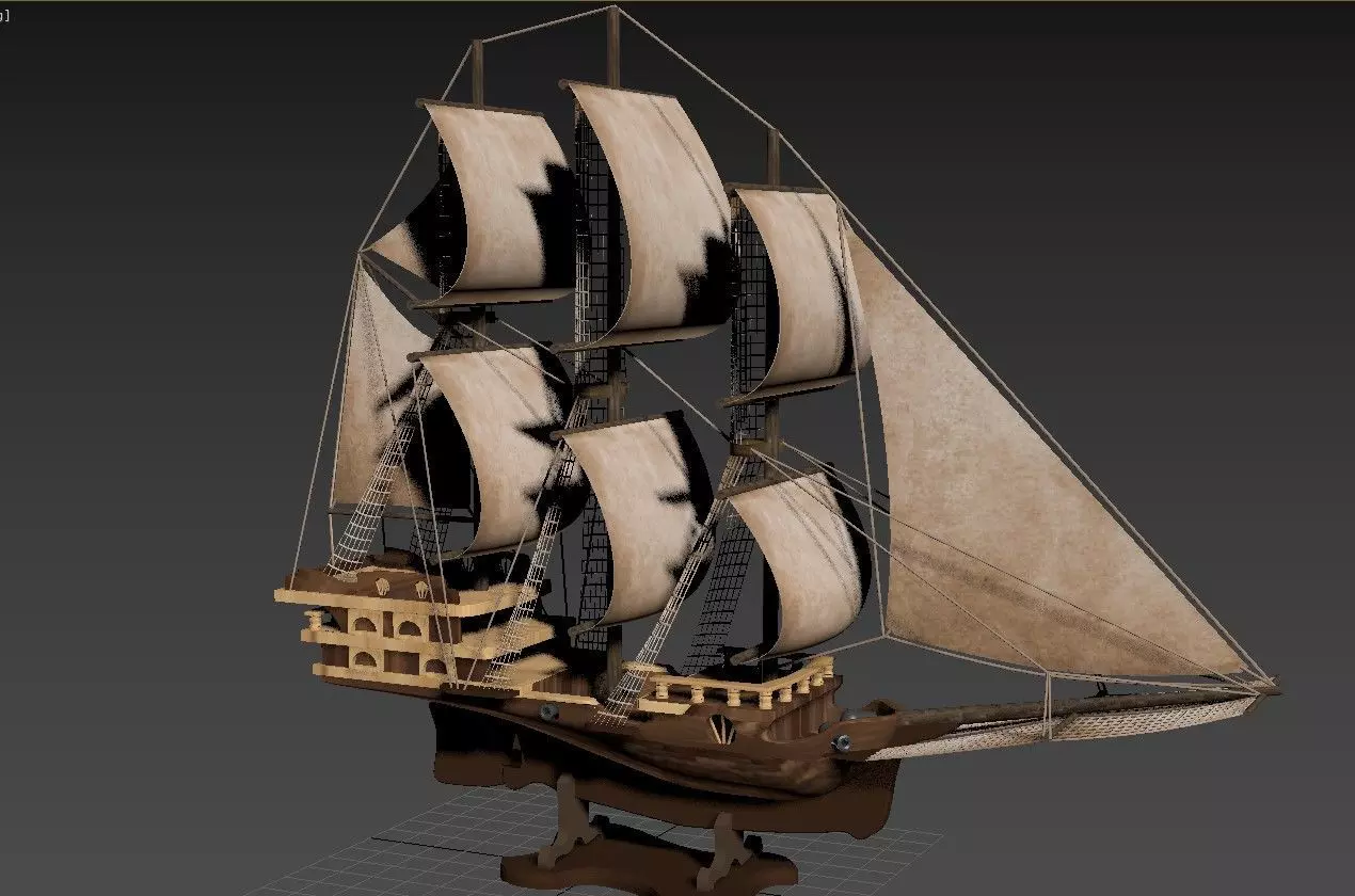 ship and table Free 3D model