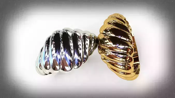 Wide golden croissant ring 3D print model