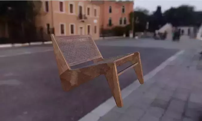 armchair chair on cobblestone street