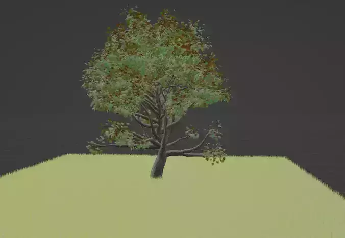 realistic tree 3d model in middle of field