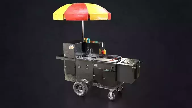 Hot Dog Cart 3D Model Low-poly 3D model