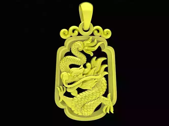 A4577 Zodiac Chinese Dragon Pendant 3D Print