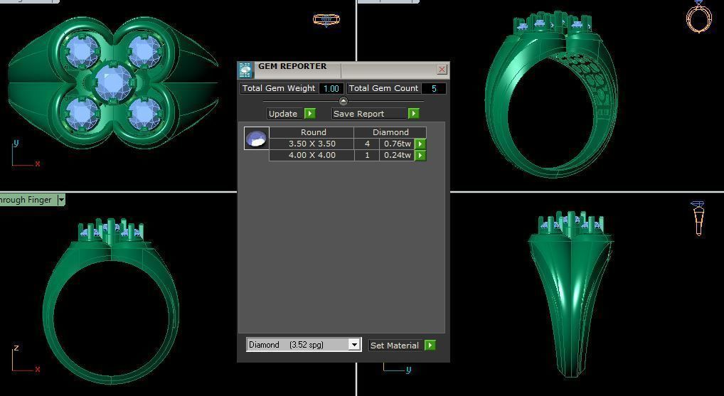 DIAMOND GENTS RING  3D print model_8