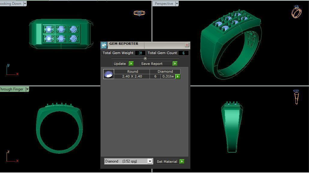 DIAMOND GENTS RING  3D print model_3