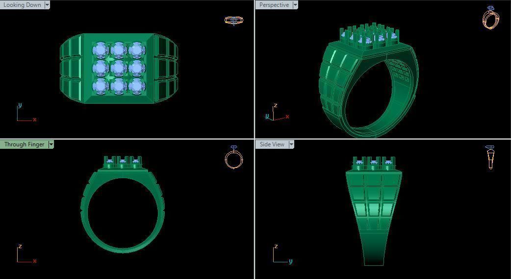 DIAMOND GENTS RING  3D print model_4