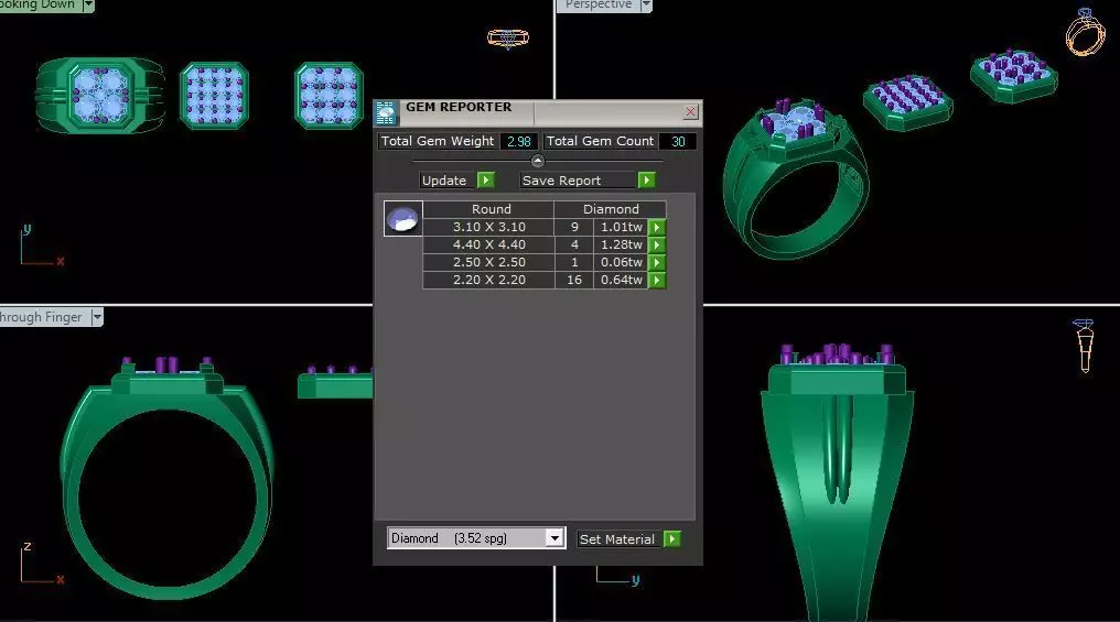 DIAMOND GENTS RING  3D print model_0