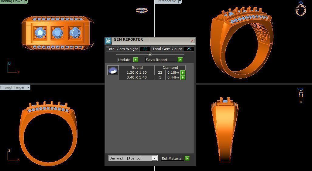 DIAMOND GENTS RING  3D print model_7