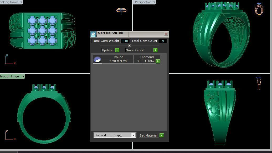 DIAMOND GENTS RING  3D print model_1