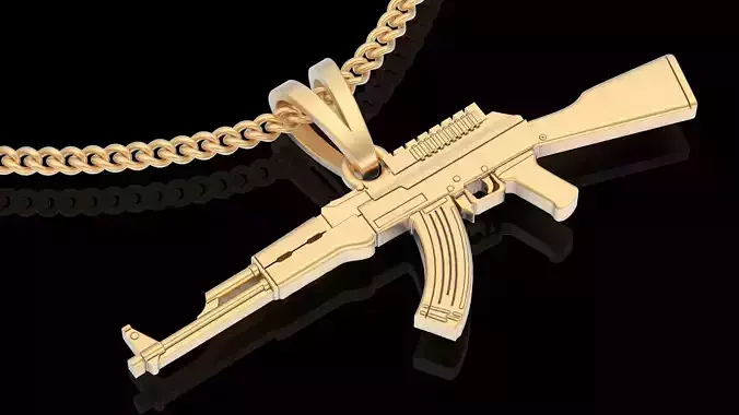 AK47 Gun pendant silver gold printable jewelry 3D model