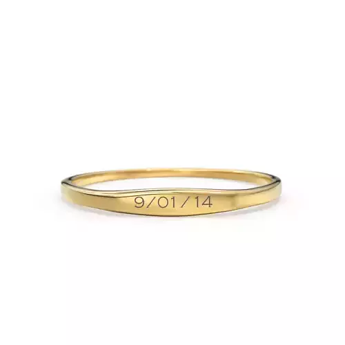 Engrave Solid Gold Wedding Band Pinky Initial Engraved Ring