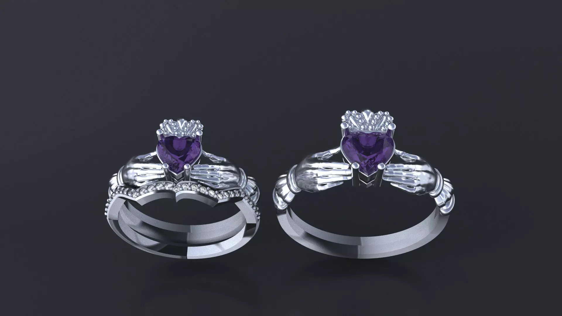 Wedding claddagh rings cnc or  3D print model_0